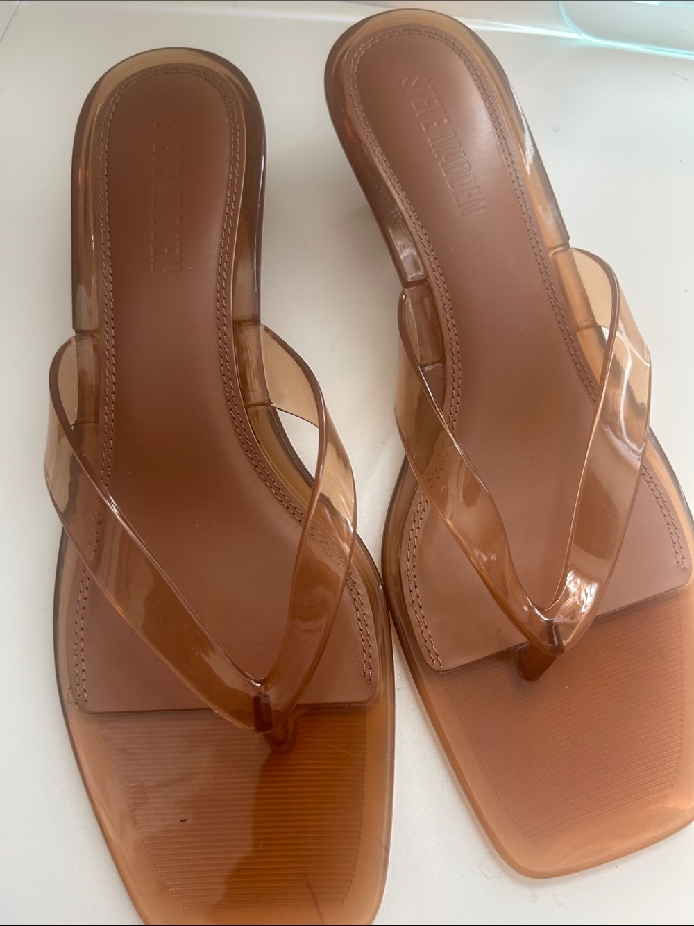 Steve Madden Translucent Tan Jelly Thong Sandals
